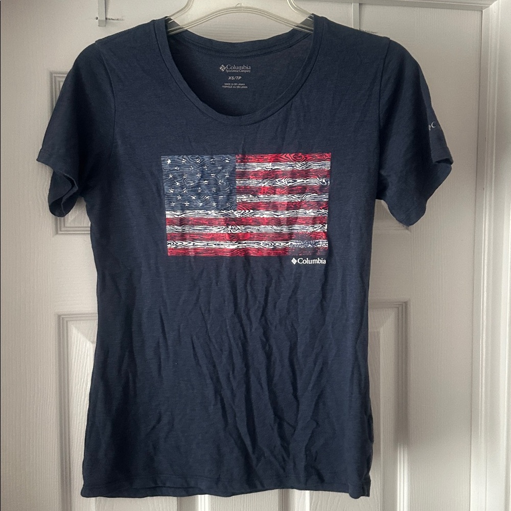 Columbia Navy Blue American Flag Graphic Tee